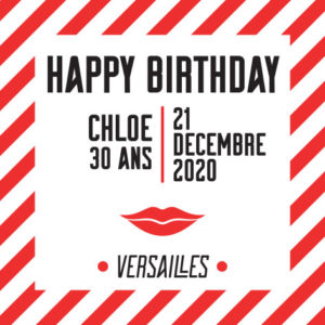 Bougie personnalisée – Cadeau anniversaire – Étiquette Happy Birthday Glamour
