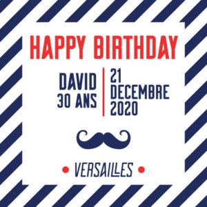 Bougie personnalisée – Cadeau anniversaire – Étiquette Happy Birthday Moustache