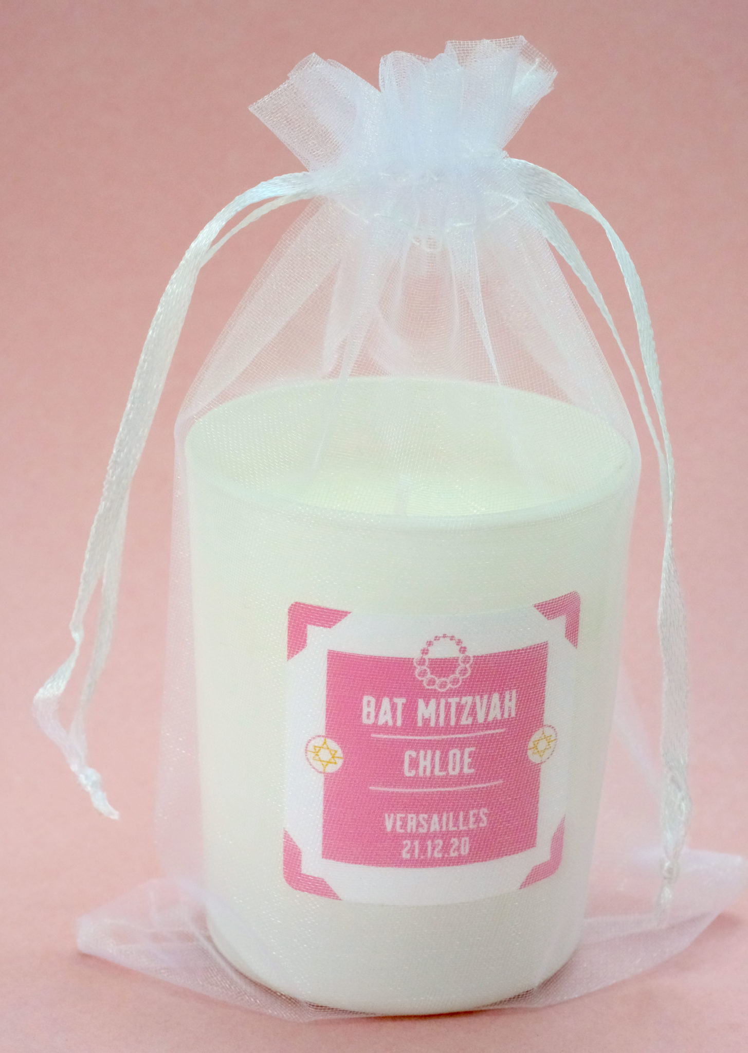 Bougie personnalisée Cadeau Cérémonie Étiquette Bat Mitzvah labougiefactory